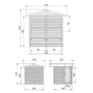 Maison de jardin en bois, étal de marché en bois, bar jardin 232x253x263cm 4m2
