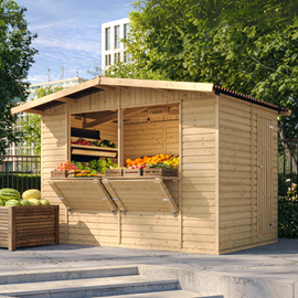 Maison de jardin en bois, étal de marché en bois h232x336x263 cm 6m2 - beige