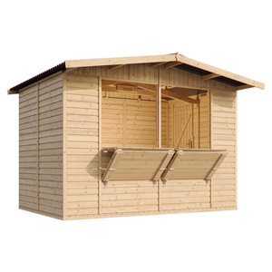 Maison de jardin en bois, étal de marché en bois h232x336x263 cm 6m2 - beige