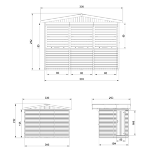 Maison de jardin en bois, étal de marché en bois 263 x 336 cm 6 m² - beige