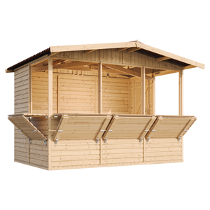 Maison de jardin en bois, étal de marché en bois h232x336x263 cm 6m2 - beige