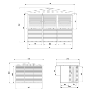 Maison de jardin en bois, étal de marché en bois 263 x 336 cm 6 m² - beige
