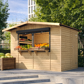 Maison de jardin en bois, étal de marché en bois 263 x 336 cm 6 m2 - beige