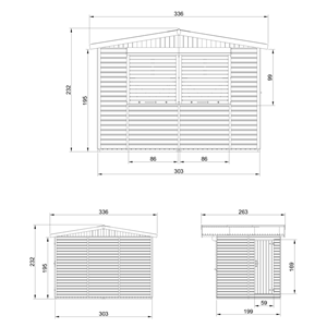 Maison de jardin en bois, étal de marché en bois 263 x 336 cm 6 m2 - beige