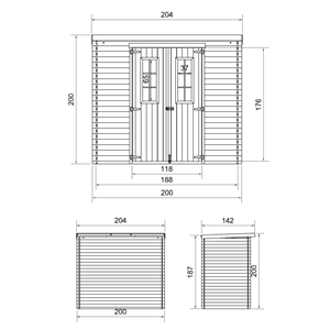 Abri de jardin en bois avec sol traité 204x142x200cm 2.22m2 - beige