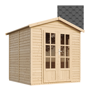 Cabane en bois avec plancher, avec bardeaux bitumineux couleur 233x222x233cm