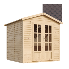 Cabane en bois avec plancher, avec bardeaux bitumineux couleur 233x222x233cm