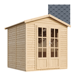 Cabane en bois avec plancher, avec bardeaux bitumineux couleur 233x222x233cm