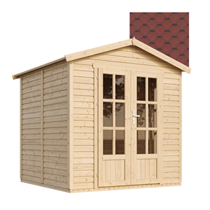 Cabane en bois avec plancher, avec bardeaux bitumineux couleur 233x222x233cm
