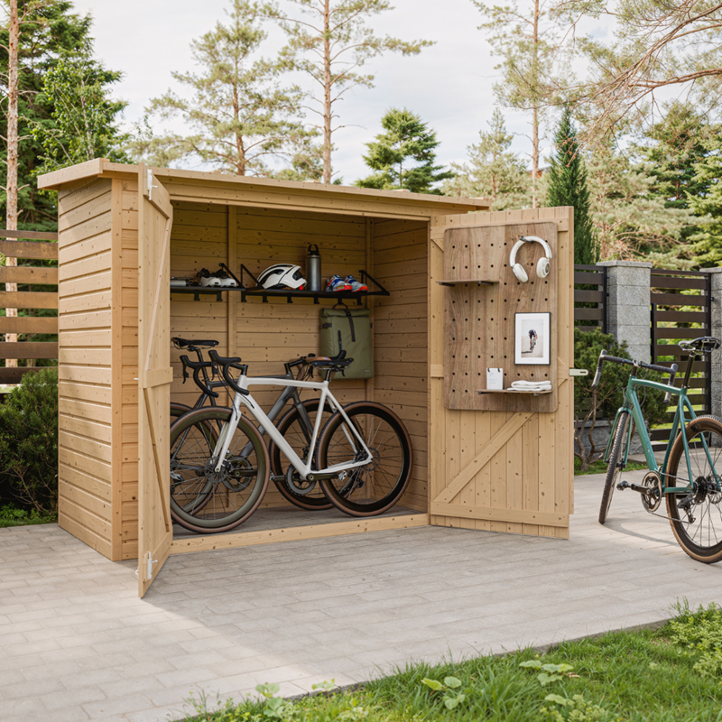 Timbela - Abri à outils en bois - 194x123x223 cm 2,1 m² - beige