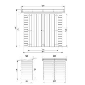 Abri à outils en bois - 194x123x223 cm 2,1 m² - beige