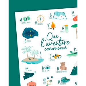 Affiche abécédaire de l'aventurier