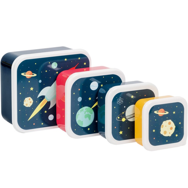 Lot de 4 boîtes à goûter espace