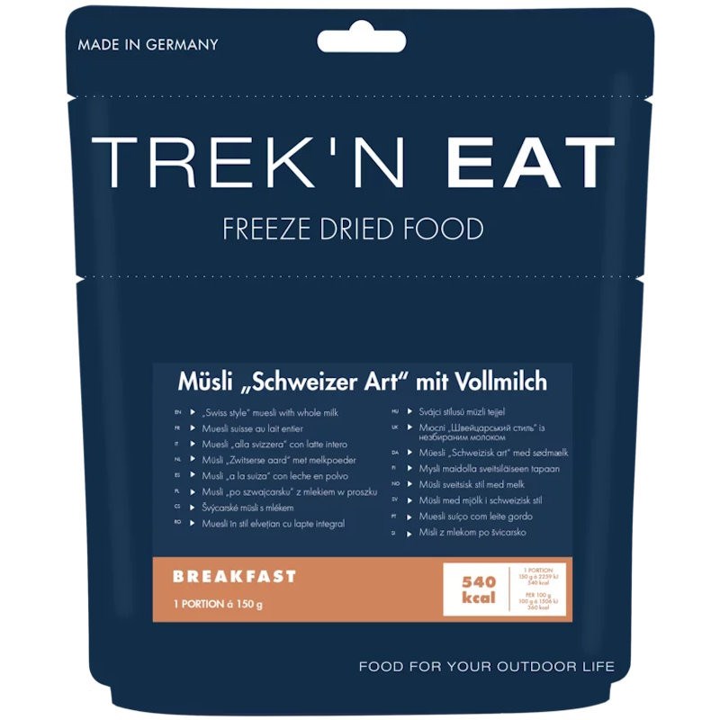 Petit déjeuner lyophilisé trek'n eat muesli suisse au lait entier