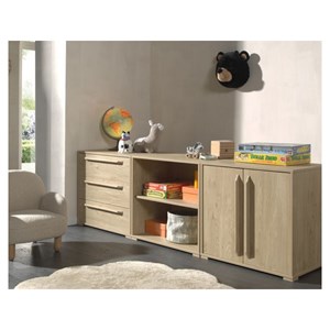 Meuble 3 tiroirs 2 portes bois naturel