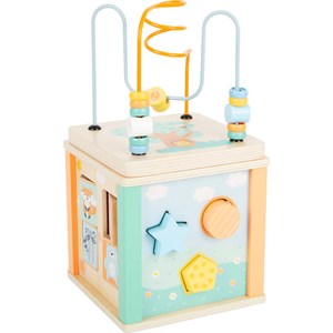 Cube de motricité en bois pastel