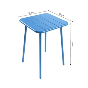 Bergame ensemble table de jardin carrée 50cm et 2 chaises bleu