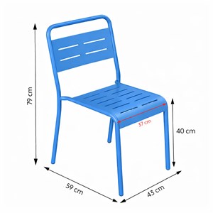Bergame ensemble table de jardin carrée 50cm et 2 chaises bleu