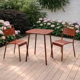 Bergame ensemble table de jardin carrée 50cm et 2 chaises terracotta