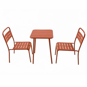 Bergame ensemble table de jardin carrée 50cm et 2 chaises terracotta