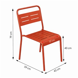 Bergame ensemble table de jardin carrée 50cm et 2 chaises terracotta
