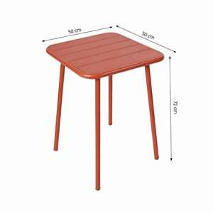 Bergame ensemble table de jardin carrée 50cm et 2 chaises terracotta