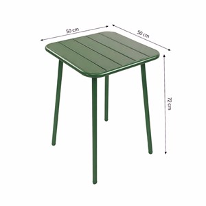 Bergame ensemble table de jardin carrée 50cm et 2 chaises vert