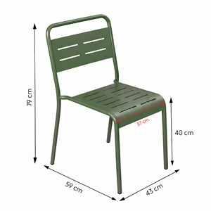 Bergame ensemble table de jardin carrée 50cm et 2 chaises vert