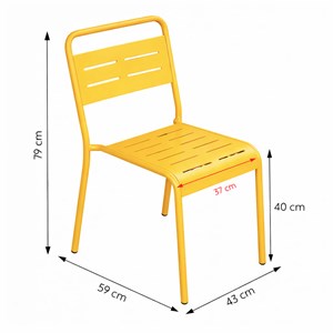 Bergame ensemble table de jardin carrée 50cm et 2 chaises jaune