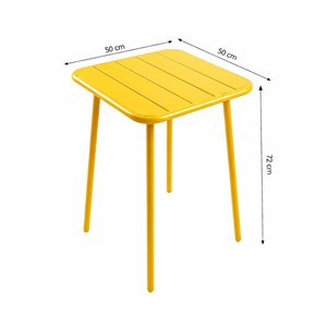 Bergame ensemble table de jardin carrée 50cm et 2 chaises jaune