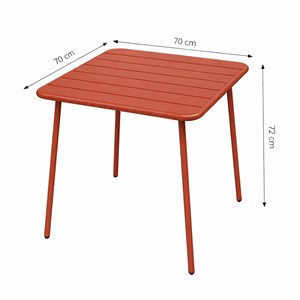 Bergame ensemble table de jardin carrée 70cm et 4 chaises terracotta