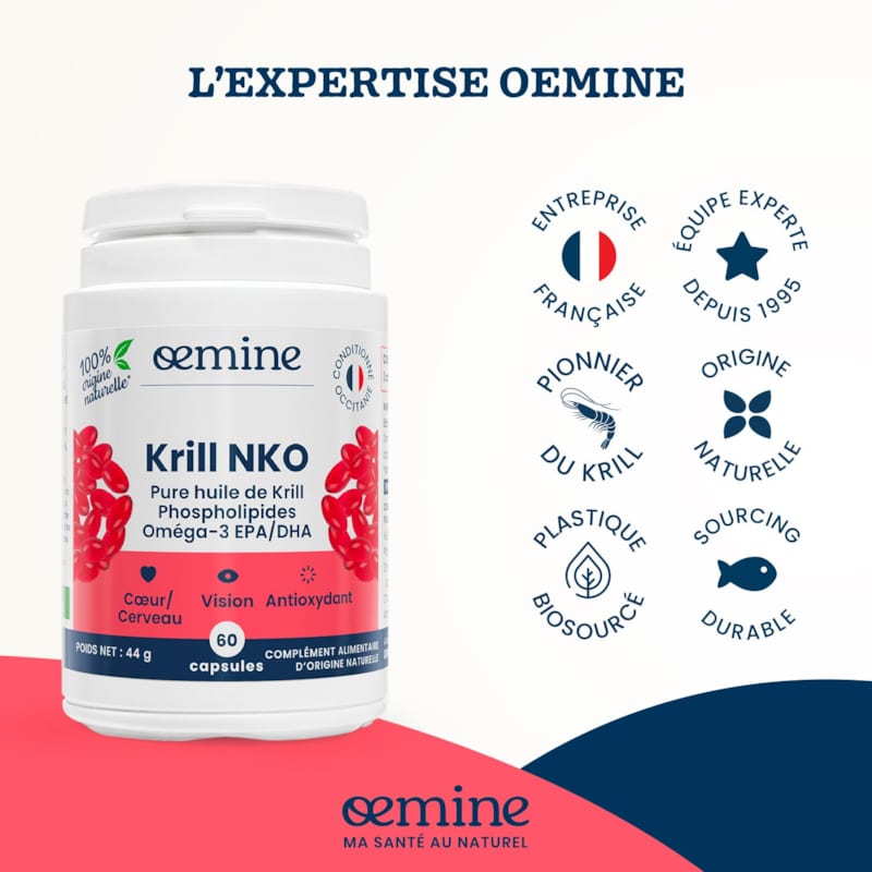 Oemine - Oemine krill nko 30 capsules, oméga-3, cœur, cerveau, vision