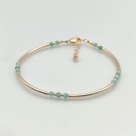 Jonc artisanal en goldfilled et émeraude