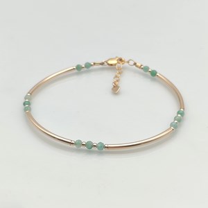 Jonc artisanal en goldfilled et émeraude
