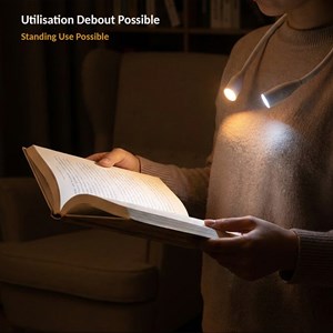 Lampe de lecture de cou rechargeable 3 couleurs 3 intensités Blanc