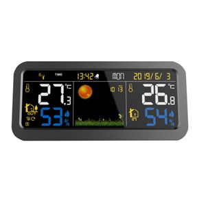Station météo noire écran couleur avec c