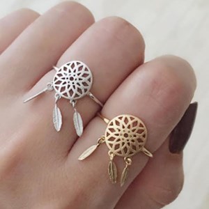 Bague attrape-rêve chamanique or