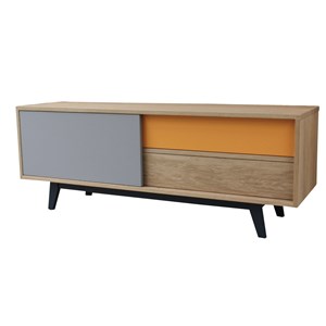 Buffet tv chêne massif et laqué