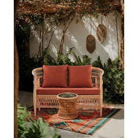 Lusso - canapé de jardin 2 places en rotin, coussin amovible