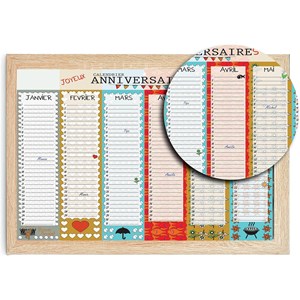Calendrier perpétuel joyeux anniversaires- format a3 recto verso - sans année