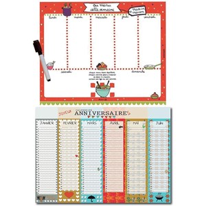 Calendrier anniversaires pérpétuel inscriptible + semainier aimanté à remplir
