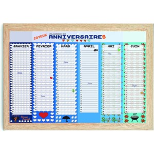 Calendrier perpétuel anniversaires bleu – format a3 –  inscriptible