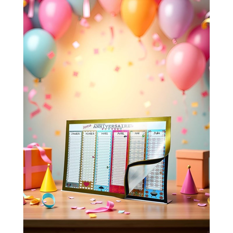 Calendrier perpétuel anniversaires + cadre magnétique – a3 inscriptible