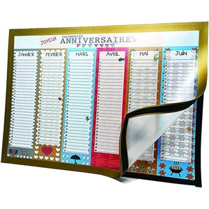 Calendrier perpétuel anniversaires + cadre magnétique –  a3 inscriptible