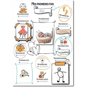 Affiche mes premières fois, format a3, poster souvenir naissance à remplir
