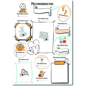 Affiche mes premières fois, format a3, poster souvenir naissance à remplir