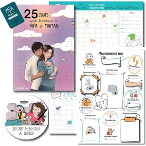 Pack 5 souvenirs jeunes et futurs parents, poster et calendrier à personnaliser