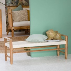 Banc en bois de teck et tissu pénélope