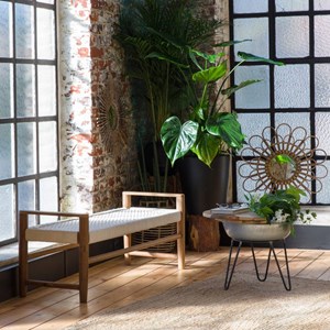 Banc en bois de teck et tissu pénélope