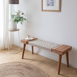 Banc en bois de manguier tissage